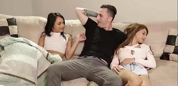  Small teen Holly Hendrix takes anal cock while sis sleeps deep